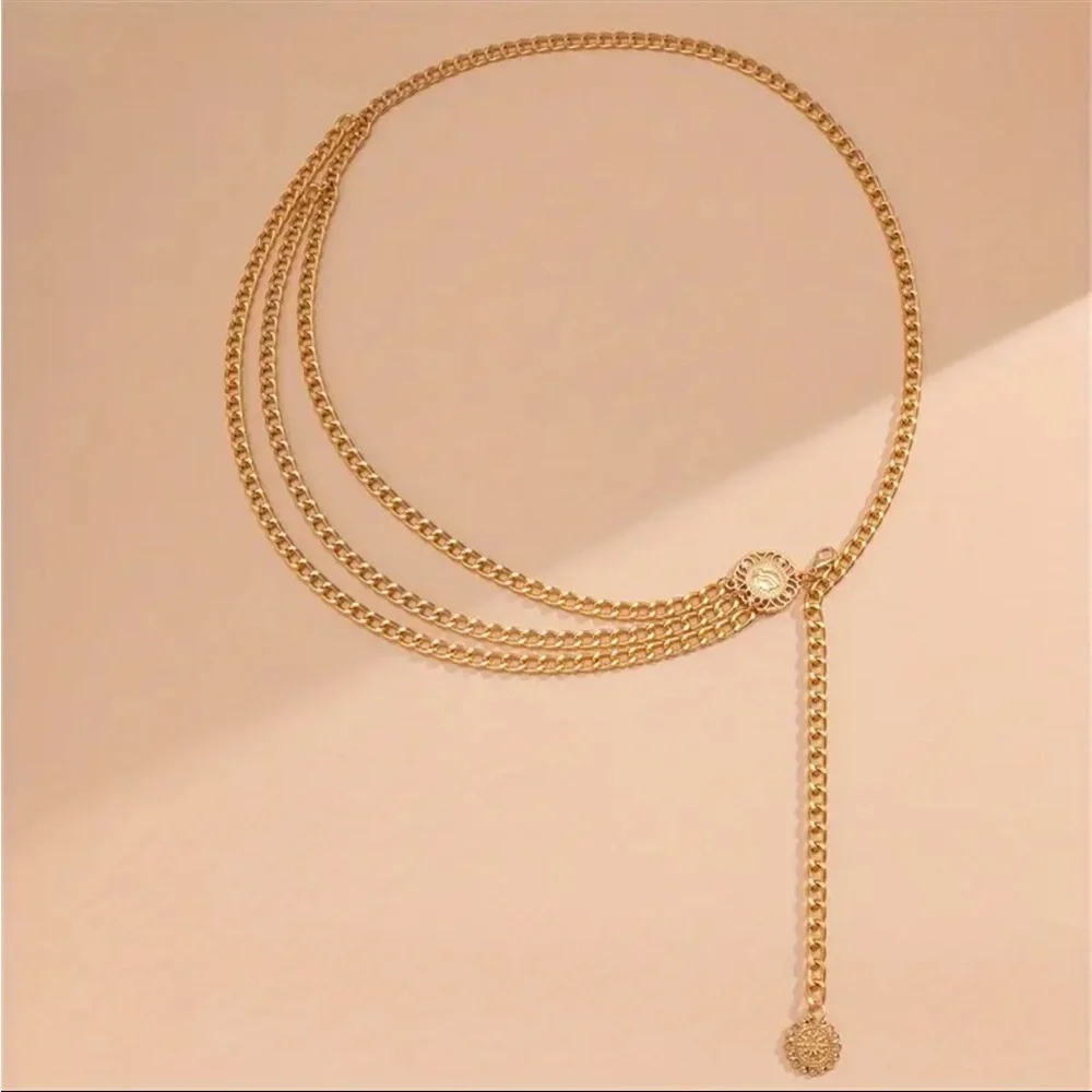 Golden Plated Tassel Belt Chain Elegant‎ Alloy Accessory Versatile Style